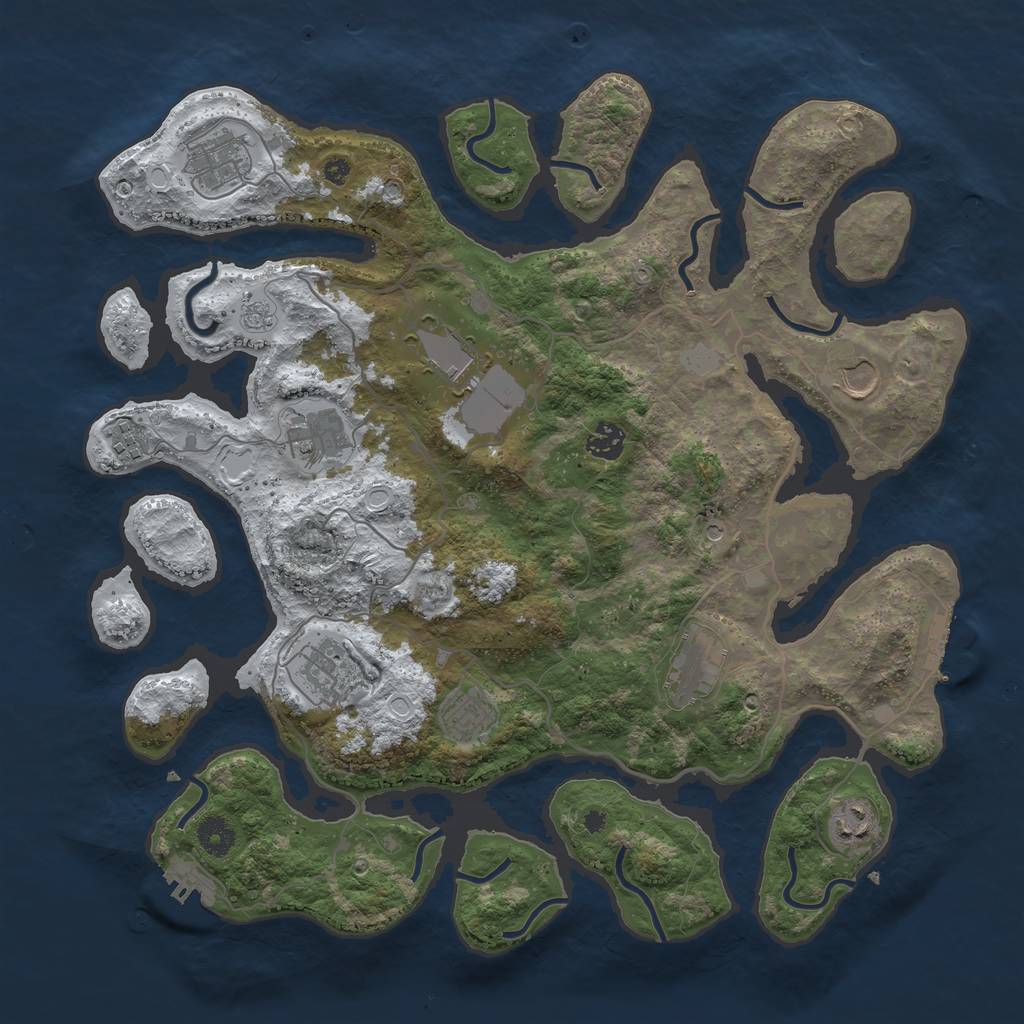 Rust Map: Procedural Map, Size: 4000, Seed: 2662131, 19 Monuments