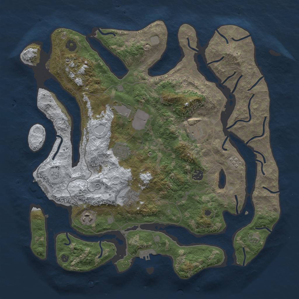 Rust Map: Procedural Map, Size: 4000, Seed: 2334021, 16 Monuments