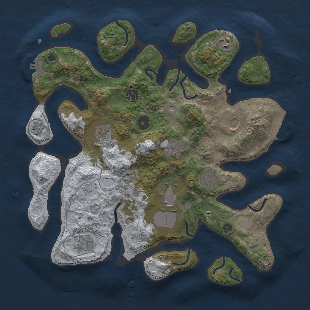 Rust Map: Procedural Map, Size: 3600, Seed: 173333333, 18 Monuments