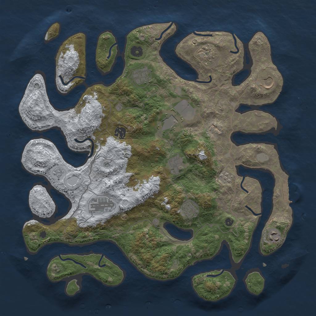 Rust Map: Procedural Map, Size: 4000, Seed: 74534, 18 Monuments