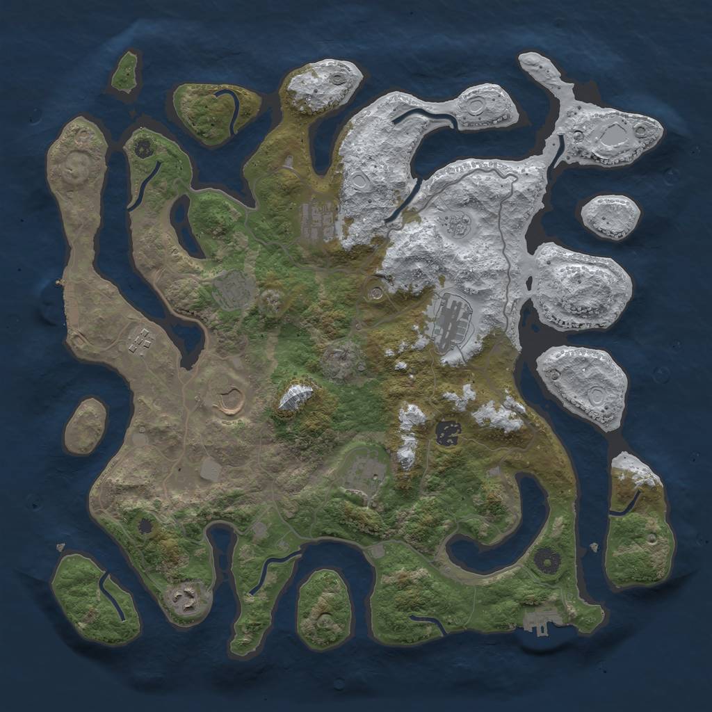 Rust Map: Procedural Map, Size: 4000, Seed: 3768320, 17 Monuments