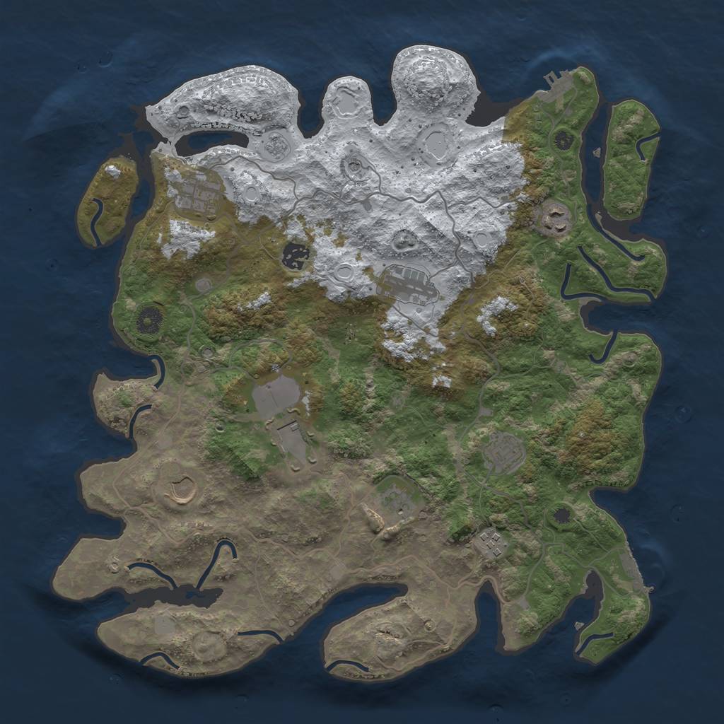 Rust Map: Procedural Map, Size: 4000, Seed: 2625776, 18 Monuments