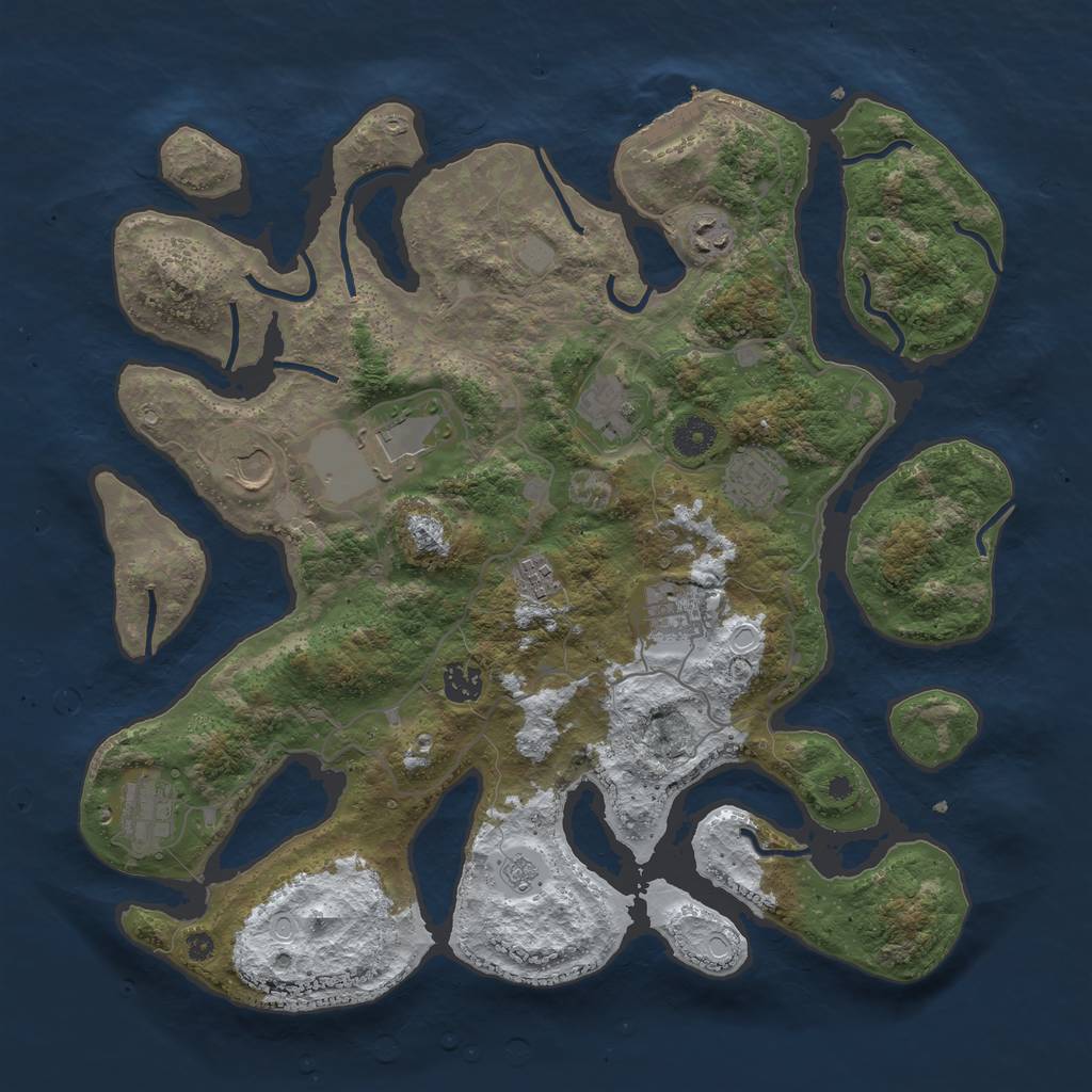Rust Map: Procedural Map, Size: 4000, Seed: 4993733, 16 Monuments