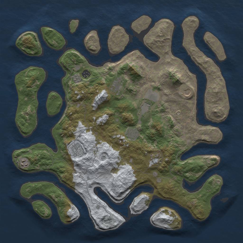 Rust Map: Barren, Size: 4500, Seed: 1699092, 12 Monuments