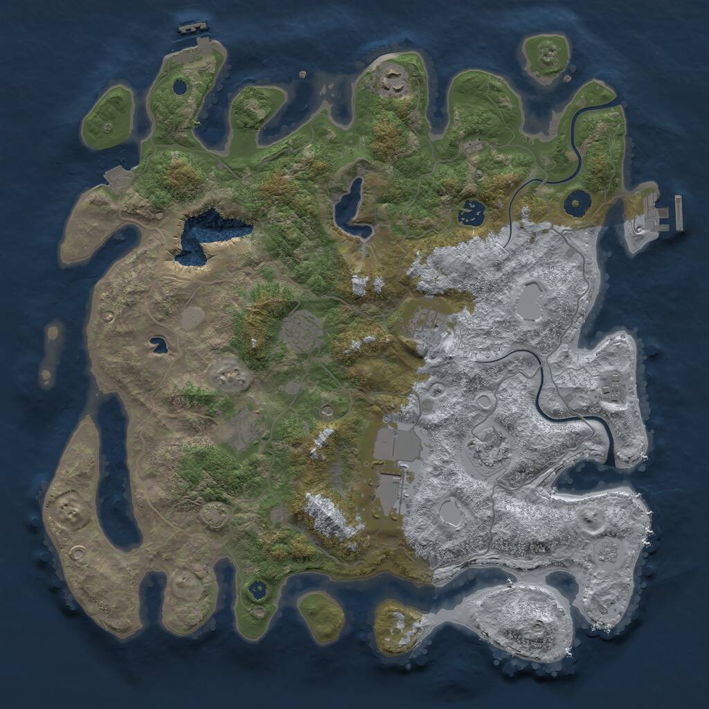 Rust Map: Procedural Map, Size: 4000, Seed: 5374629, 14 Monuments