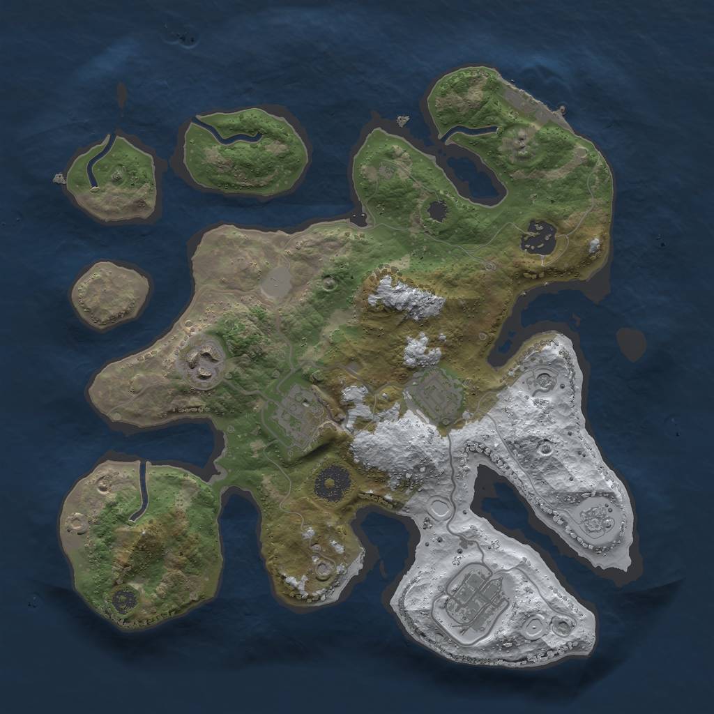 Rust Map: Procedural Map, Size: 3000, Seed: 564657658, 13 Monuments