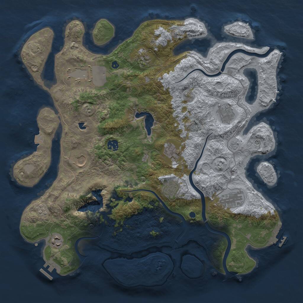 Rust Map: Procedural Map, Size: 4000, Seed: 2079589, 16 Monuments