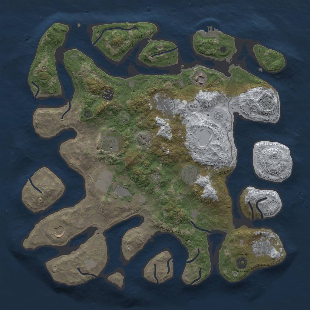 Rust Map: Procedural Map, Size: 4000, Seed: 5067174, 17 Monuments