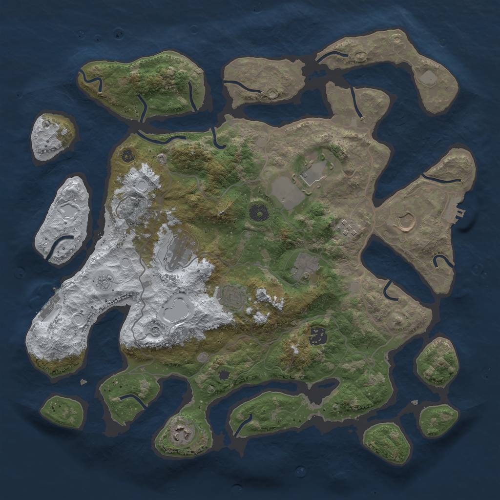 Rust Map: Procedural Map, Size: 4000, Seed: 3928901, 17 Monuments