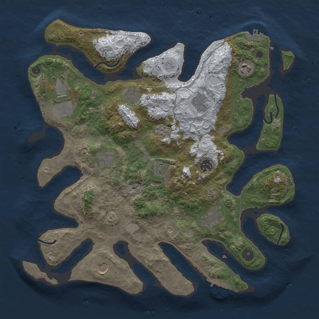 Rust Map: Procedural Map, Size: 4000, Seed: 870123, 19 Monuments