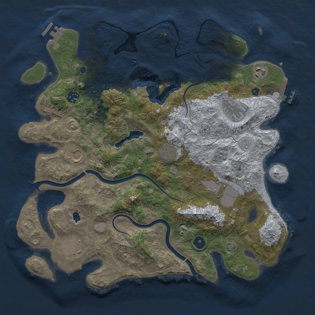 Rust Map: Procedural Map, Size: 4000, Seed: 490087, 14 Monuments
