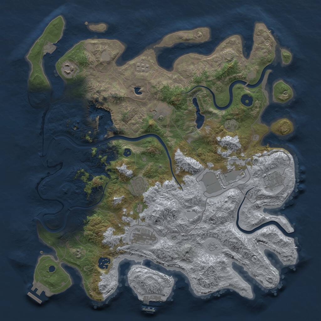 Rust Map: Procedural Map, Size: 4000, Seed: 556071, 14 Monuments
