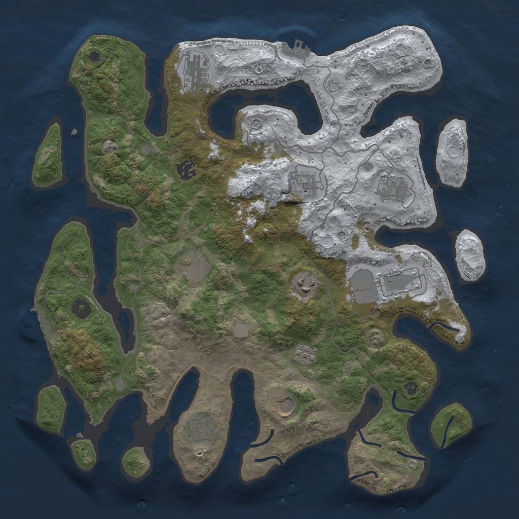 Rust Map: Procedural Map, Size: 4000, Seed: 1671154, 19 Monuments