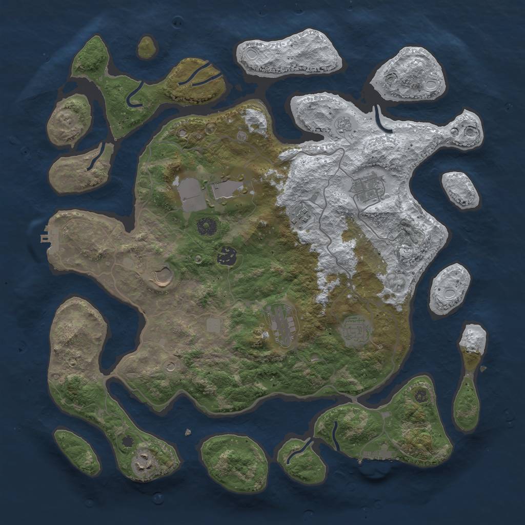 Rust Map: Procedural Map, Size: 4000, Seed: 4546195, 17 Monuments