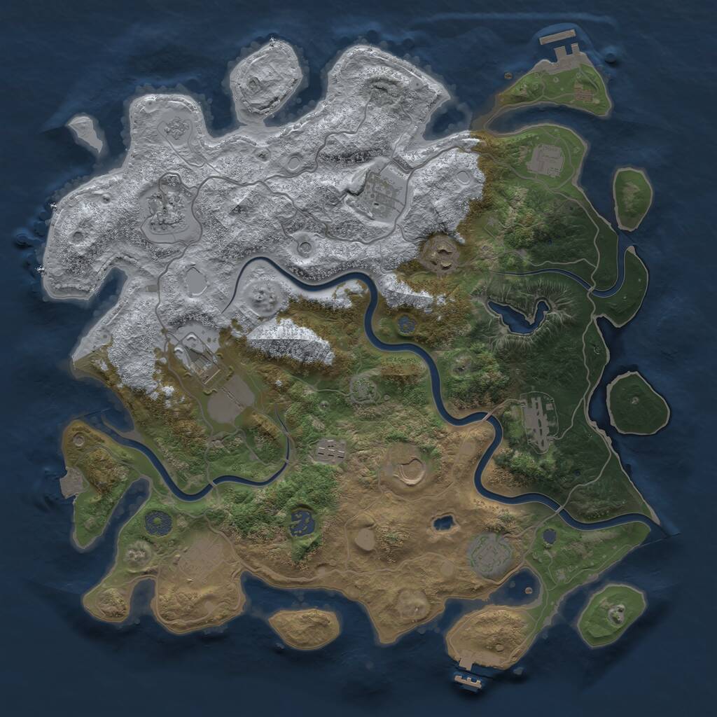 Rust Map: Procedural Map, Size: 4000, Seed: 3979299, 18 Monuments