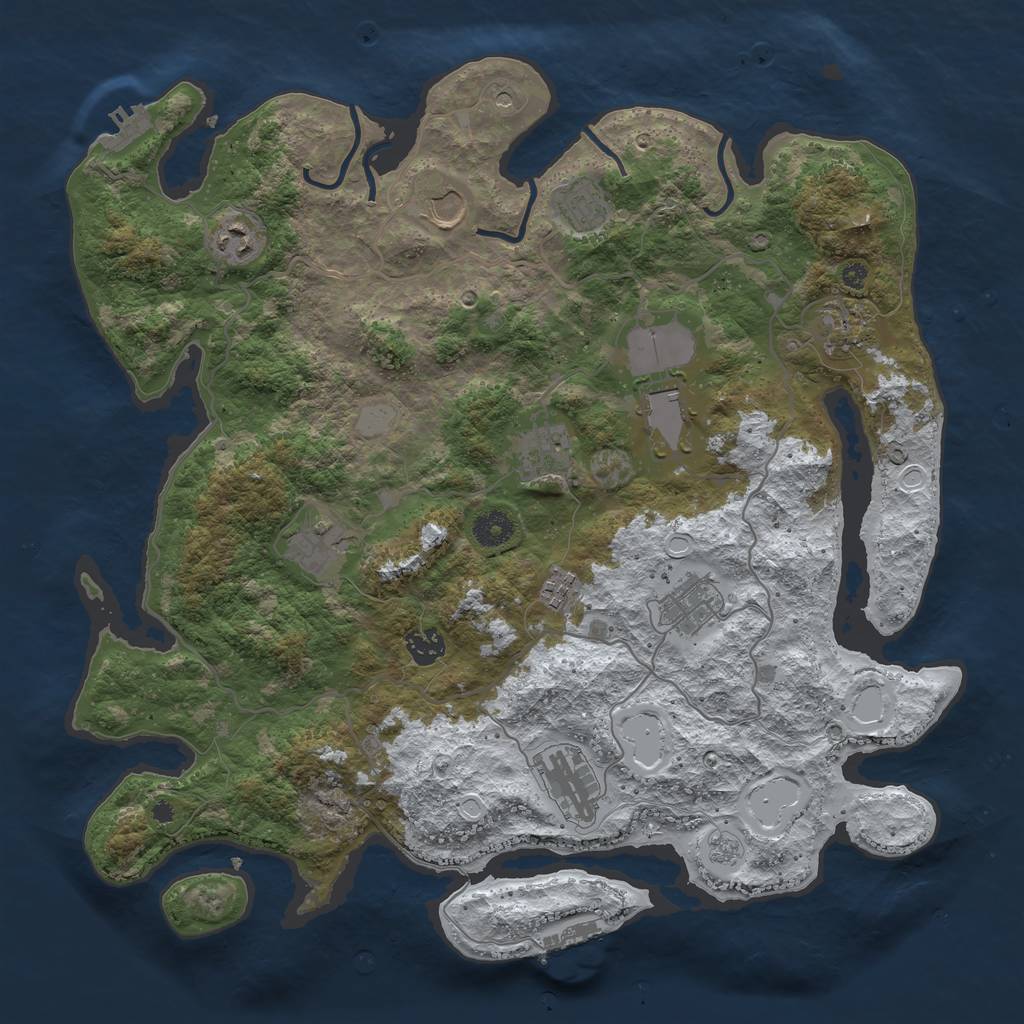 Rust Map: Procedural Map, Size: 4000, Seed: 3463958, 20 Monuments