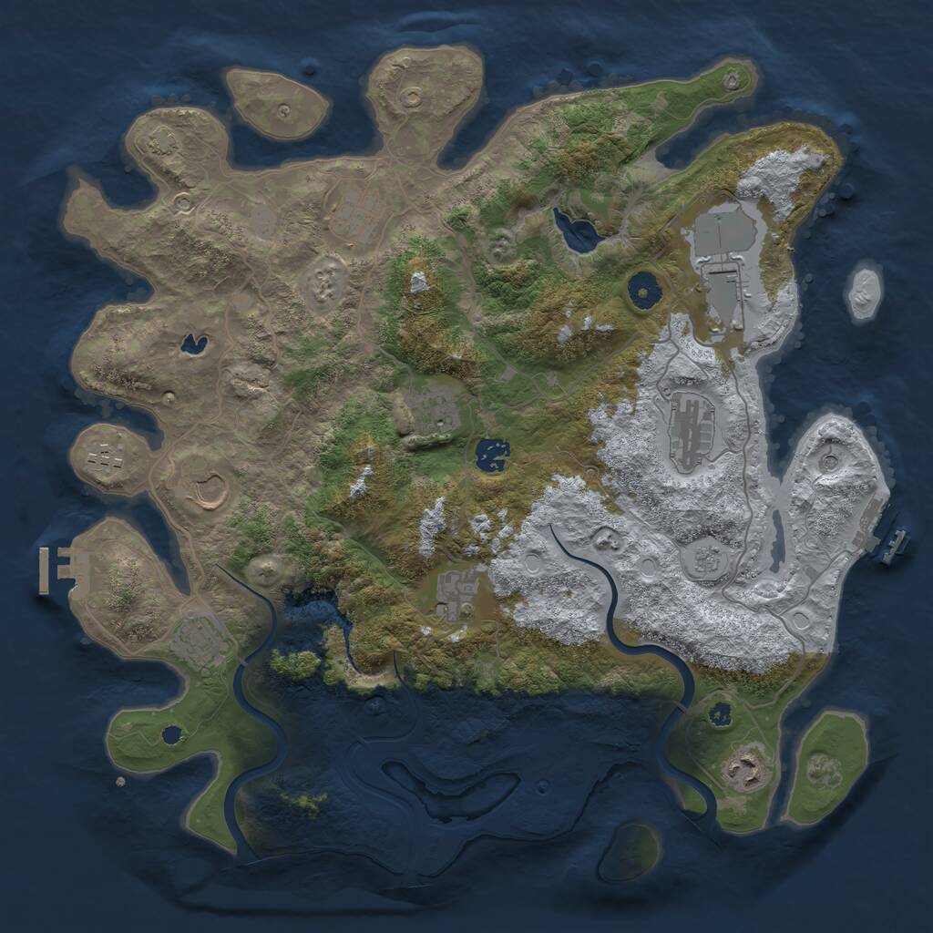Rust Map: Procedural Map, Size: 4000, Seed: 808714, 16 Monuments