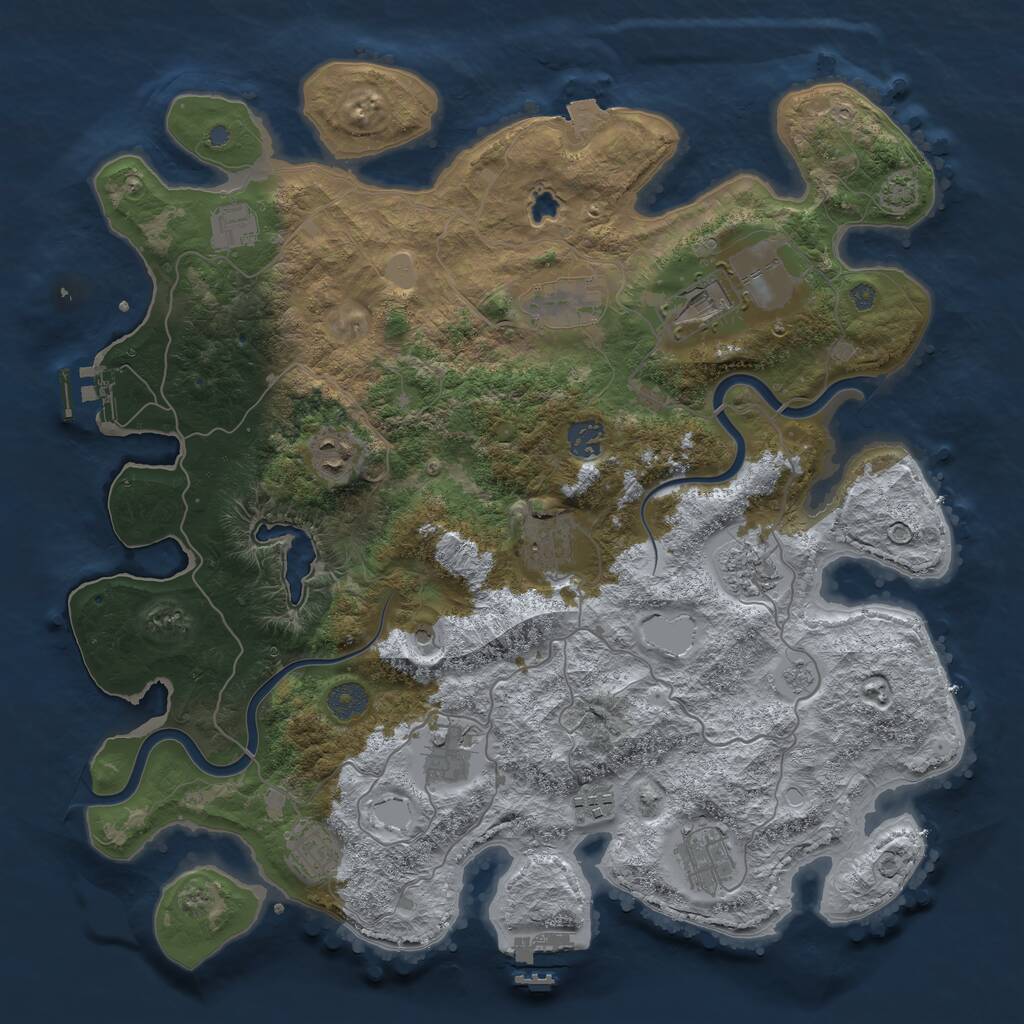 Rust Map: Procedural Map, Size: 4000, Seed: 6228558, 18 Monuments