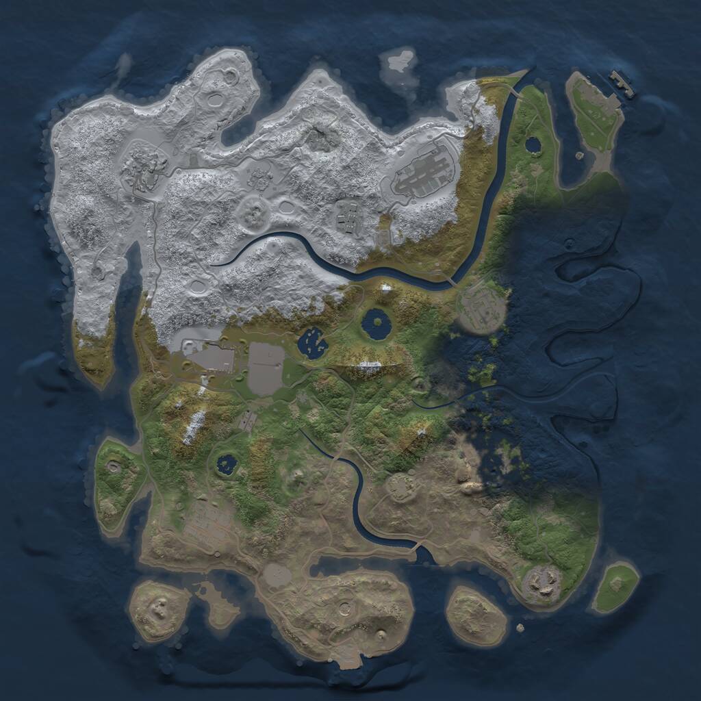 Rust Map: Procedural Map, Size: 3550, Seed: 560519, 14 Monuments