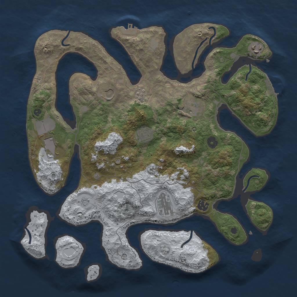 Rust Map: Procedural Map, Size: 4000, Seed: 3586884, 17 Monuments
