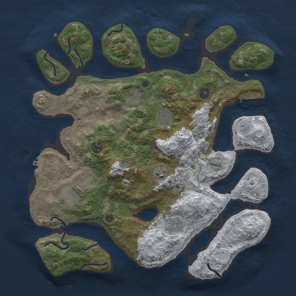Rust Map: Procedural Map, Size: 4000, Seed: 3098964, 16 Monuments