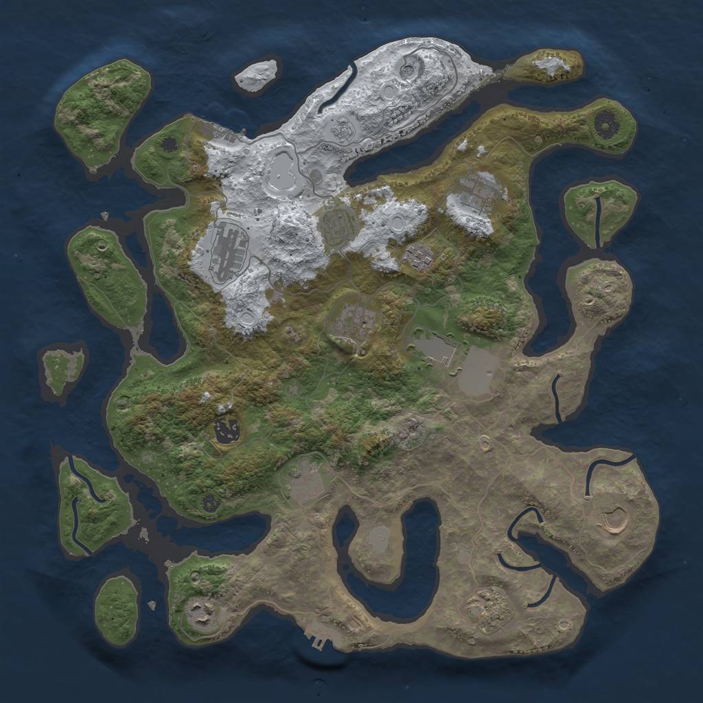 Rust Map: Procedural Map, Size: 3950, Seed: 928913341, 20 Monuments