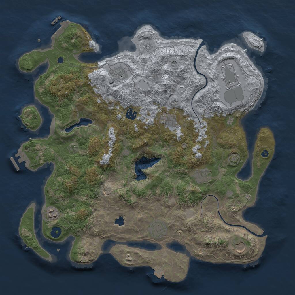 Rust Map: Procedural Map, Size: 4000, Seed: 64852, 14 Monuments