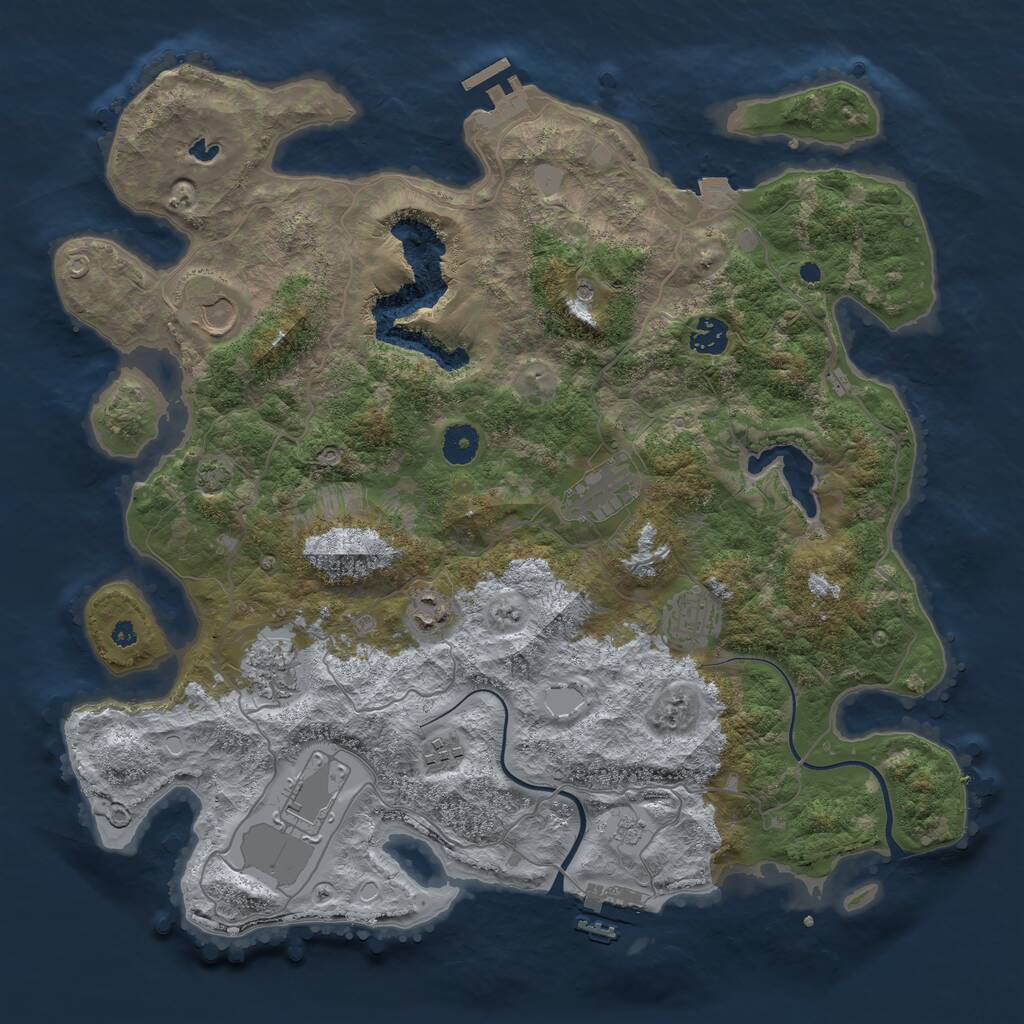 Rust Map: Procedural Map, Size: 4000, Seed: 881590, 14 Monuments