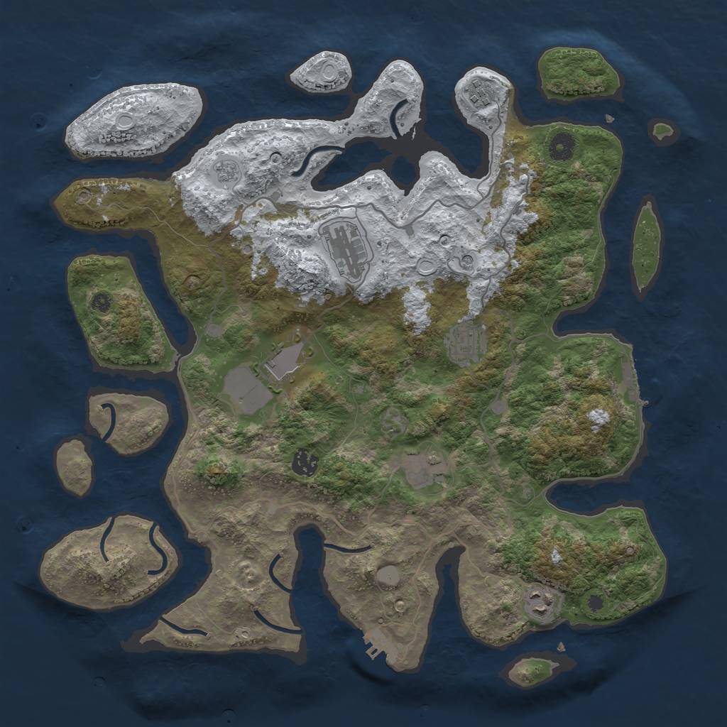 Rust Map: Procedural Map, Size: 4000, Seed: 445888, 16 Monuments