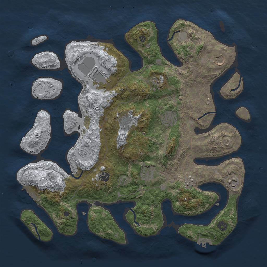 Rust Map: Procedural Map, Size: 4000, Seed: 4914701, 18 Monuments