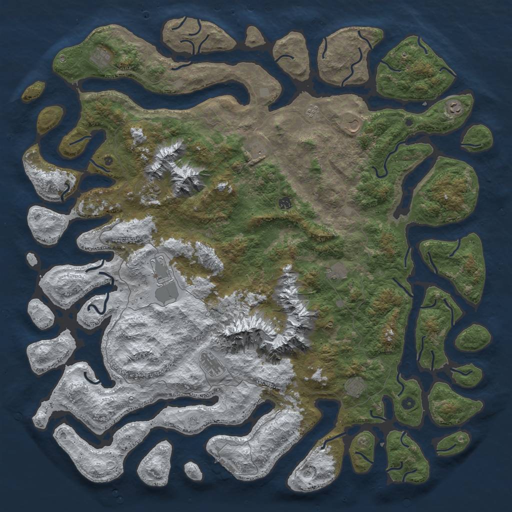 Rust Map: Procedural Map, Size: 6000, Seed: 720581079, 19 Monuments
