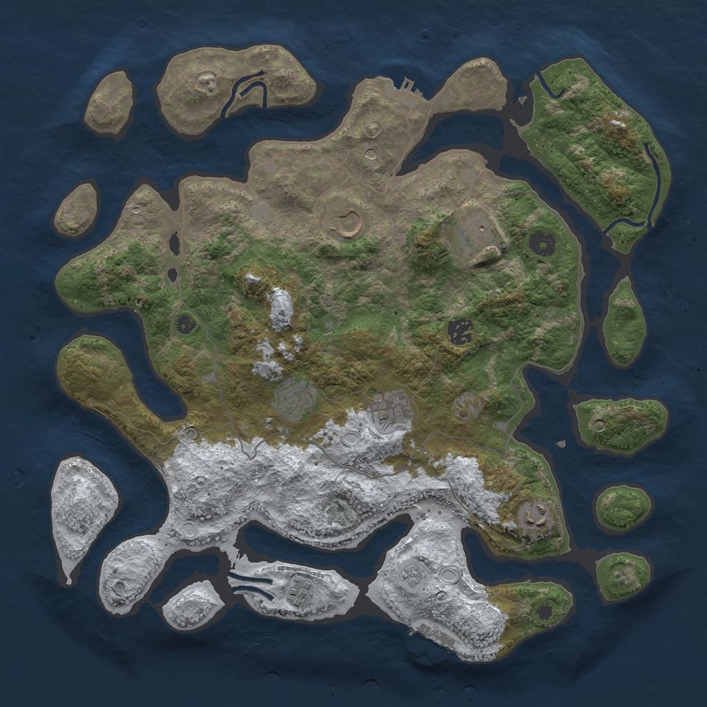Rust Map: Procedural Map, Size: 4000, Seed: 4962711, 16 Monuments