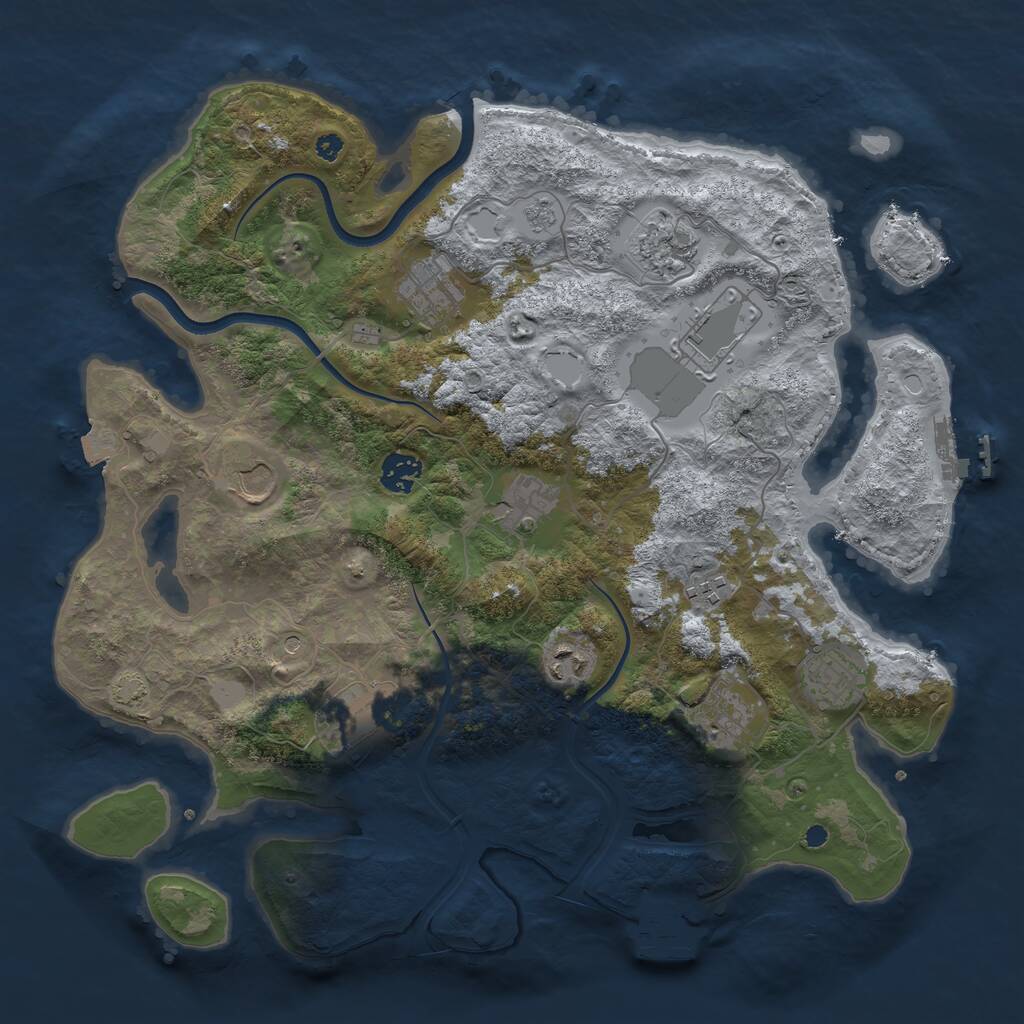 Rust Map: Procedural Map, Size: 3800, Seed: 2911349, 17 Monuments