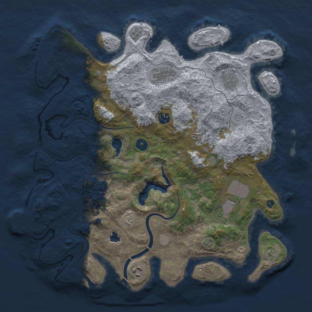 Rust Map: Procedural Map, Size: 4000, Seed: 250474, 13 Monuments