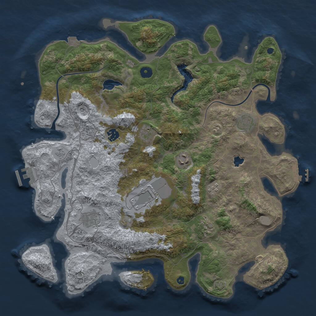 Rust Map: Procedural Map, Size: 4000, Seed: 3106121, 14 Monuments