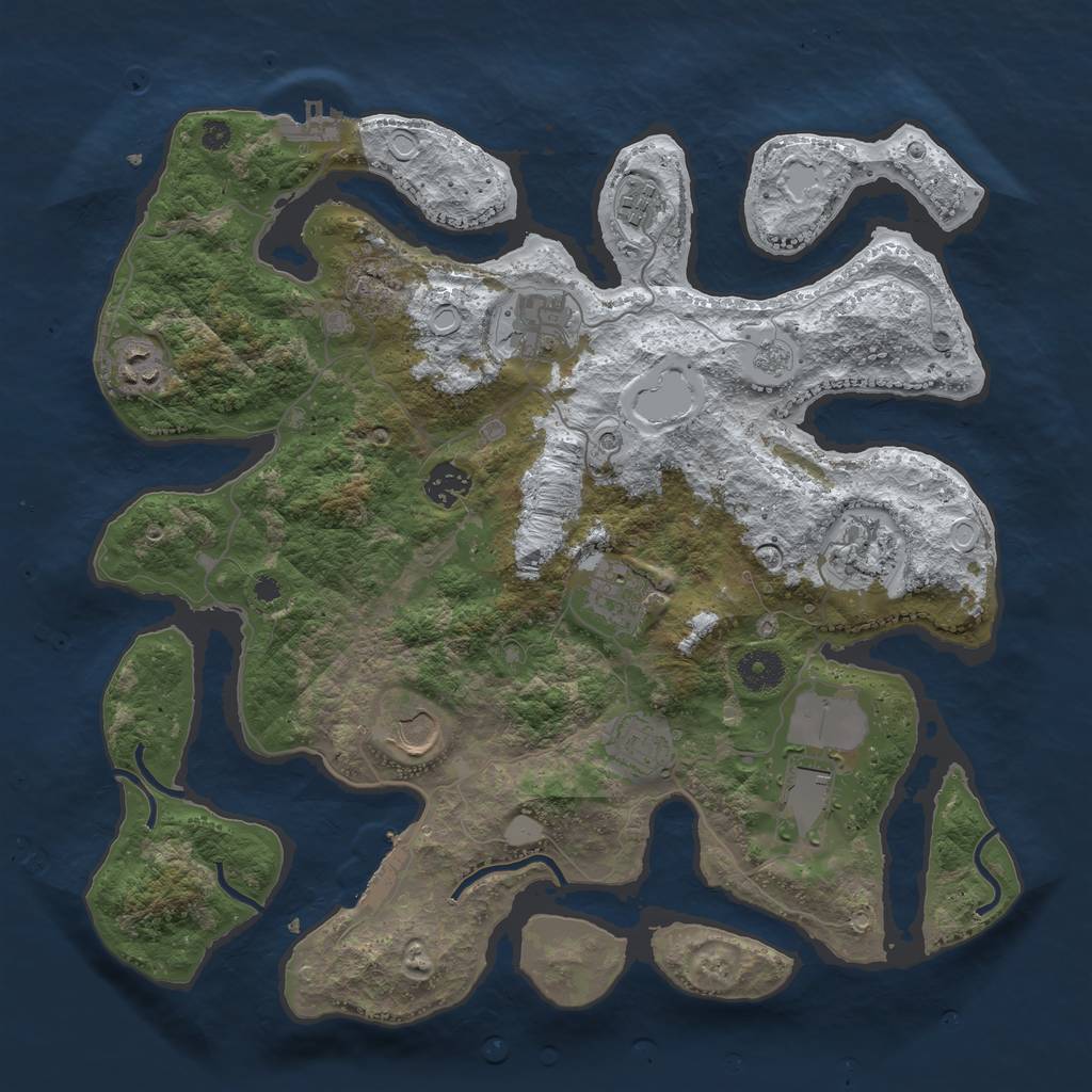 Rust Map: Procedural Map, Size: 3750, Seed: 5429137, 18 Monuments