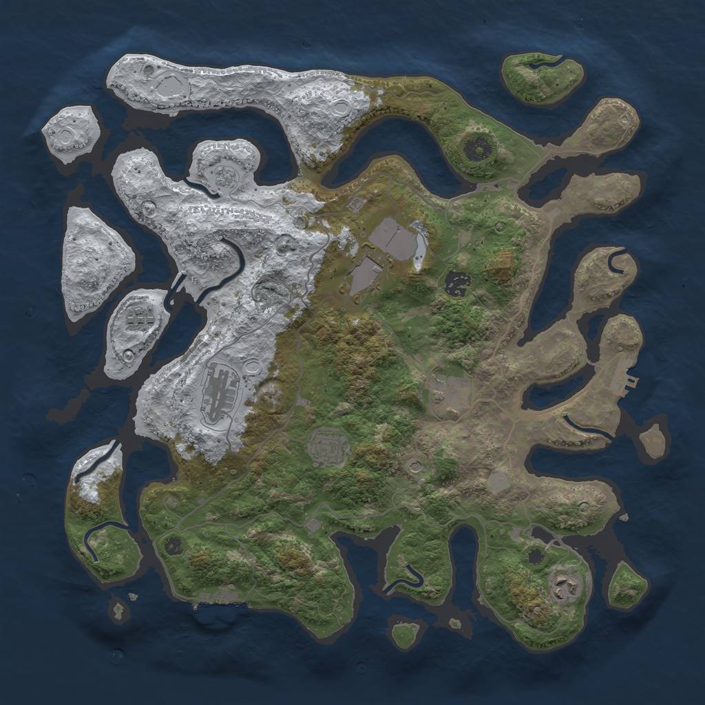 Rust Map: Procedural Map, Size: 4000, Seed: 3000770, 16 Monuments