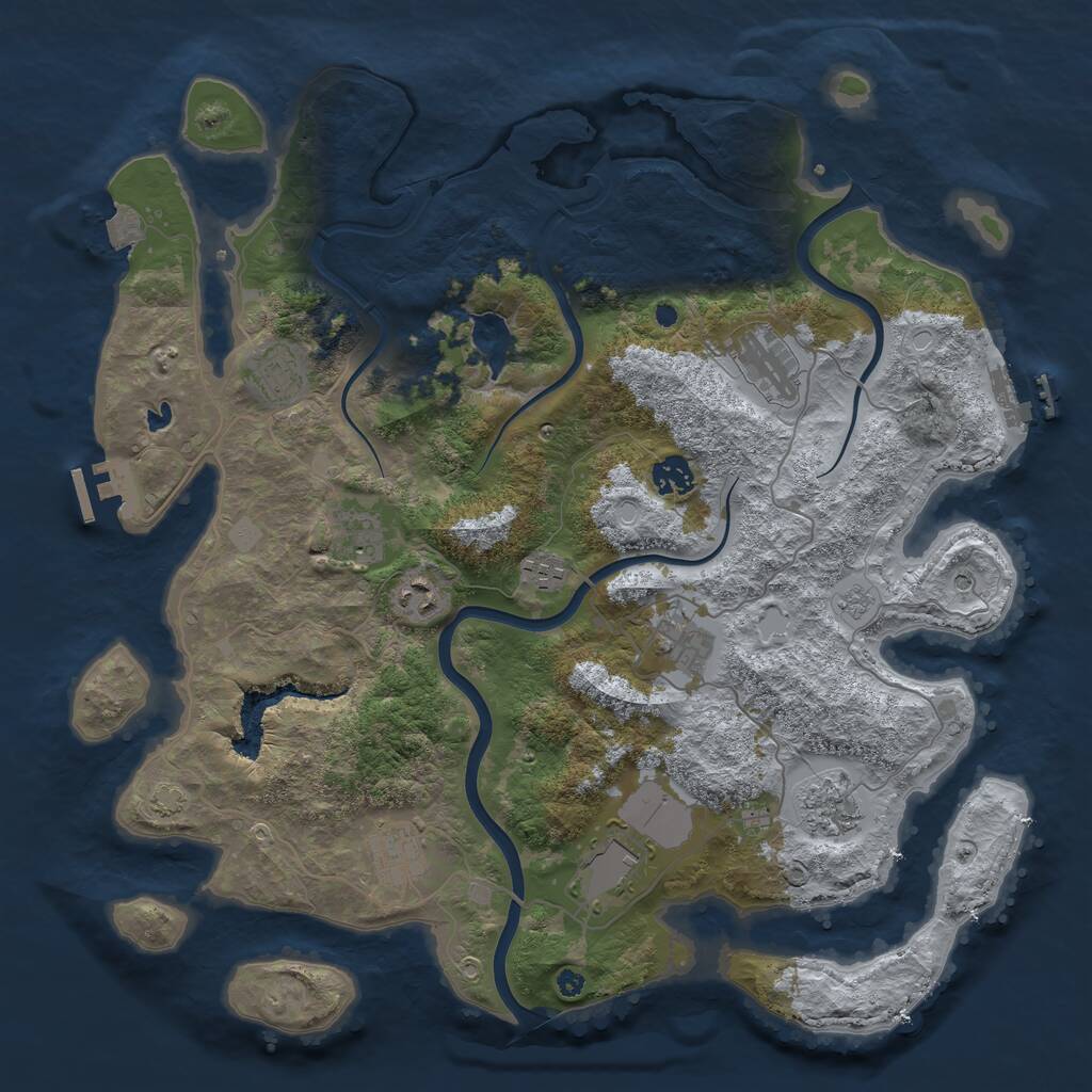 Rust Map: Procedural Map, Size: 4000, Seed: 636686, 16 Monuments