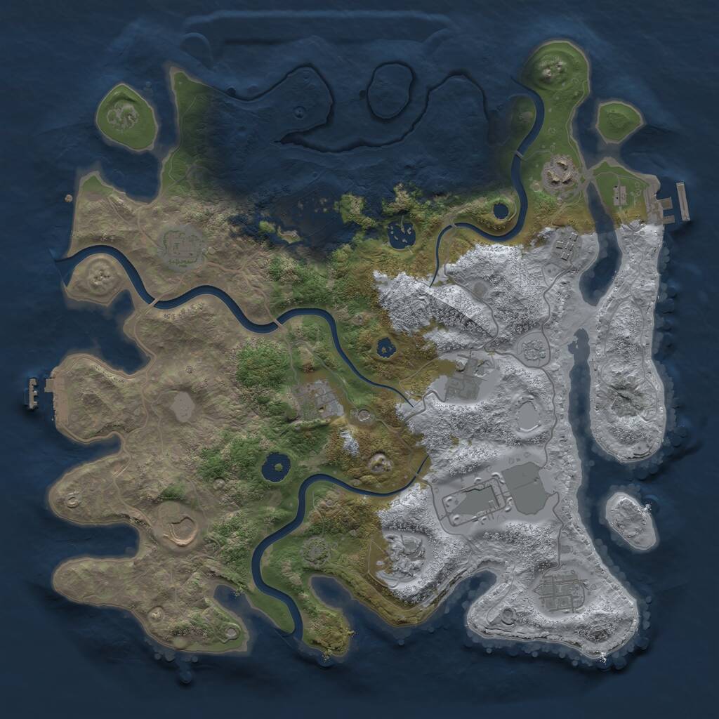 Rust Map: Procedural Map, Size: 3750, Seed: 235869547, 17 Monuments