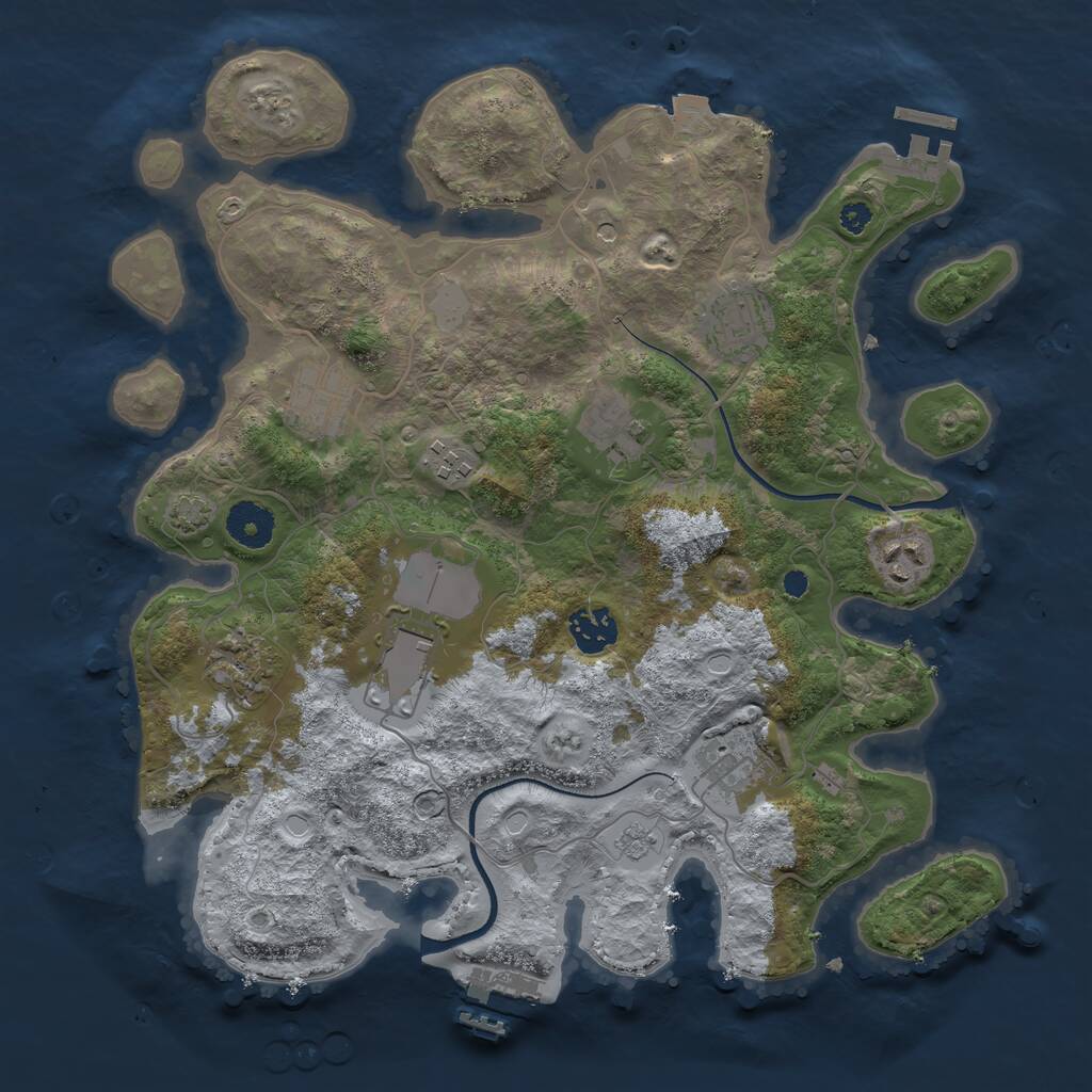 Rust Map: Procedural Map, Size: 3500, Seed: 164420527, 15 Monuments
