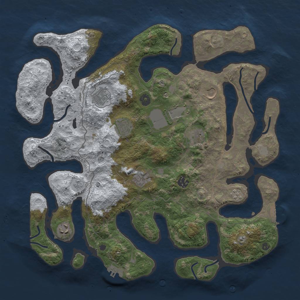 Rust Map: Procedural Map, Size: 4000, Seed: 5297736, 18 Monuments