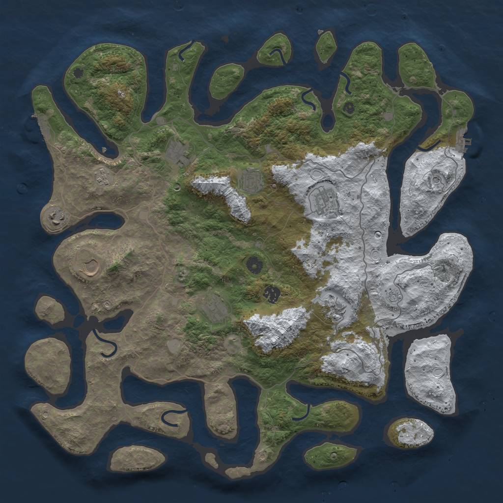 Rust Map: Procedural Map, Size: 4500, Seed: 101866597, 18 Monuments
