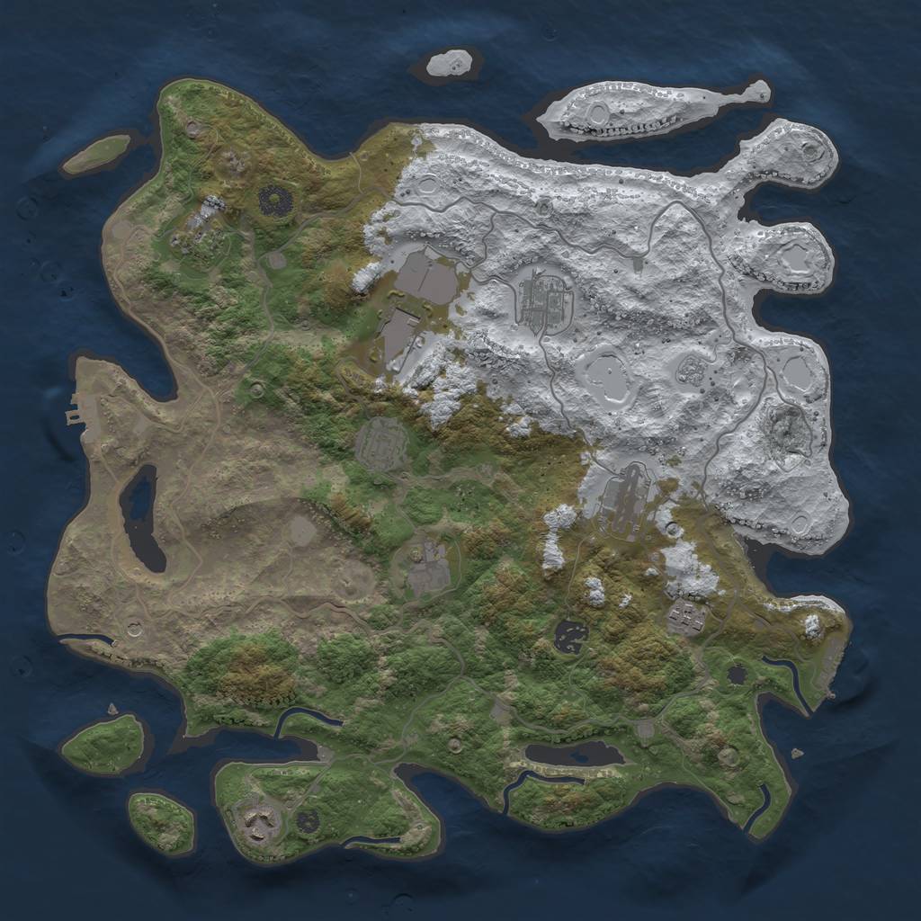 Rust Map: Procedural Map, Size: 4000, Seed: 2911349, 18 Monuments