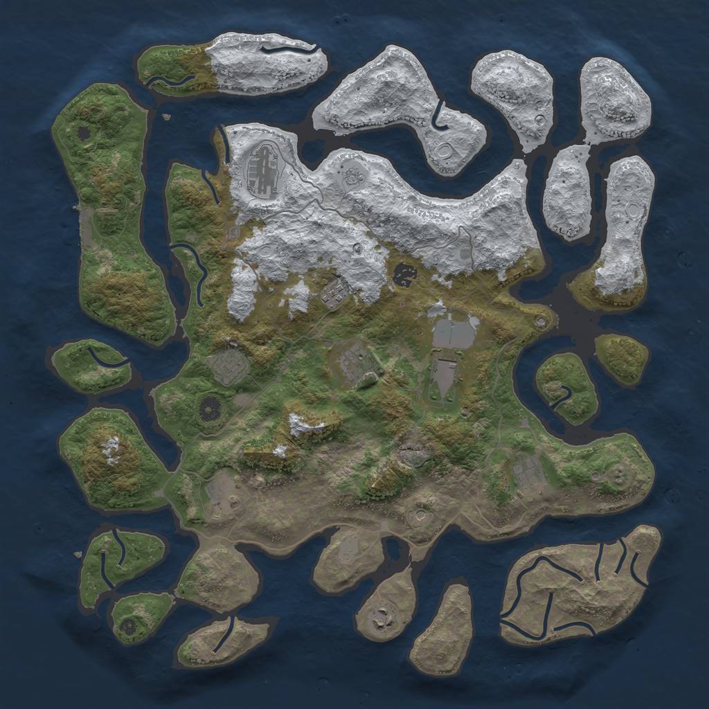 Rust Map: Procedural Map, Size: 4500, Seed: 1264567, 17 Monuments