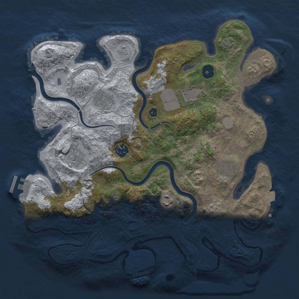 Rust Map: Procedural Map, Size: 3500, Seed: 5889425, 13 Monuments