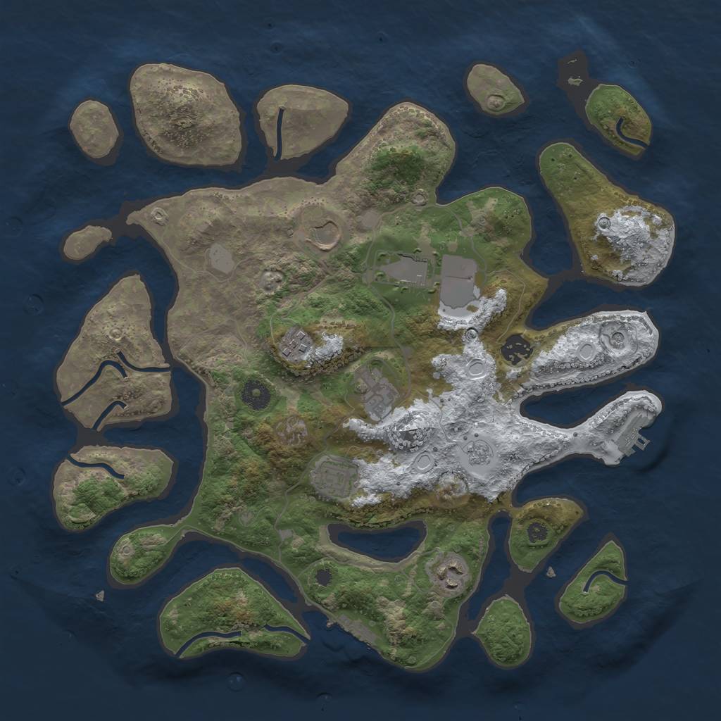 Rust Map: Procedural Map, Size: 3700, Seed: 464090, 16 Monuments
