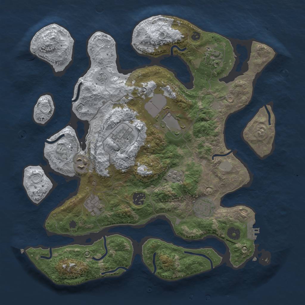 Rust Map: Procedural Map, Size: 3500, Seed: 715224, 15 Monuments