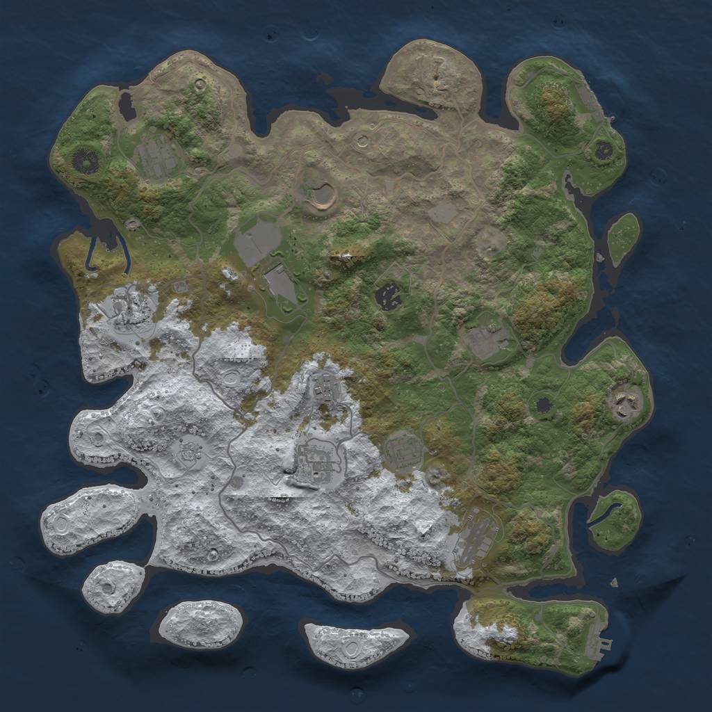 Rust Map: Procedural Map, Size: 4000, Seed: 256070, 20 Monuments