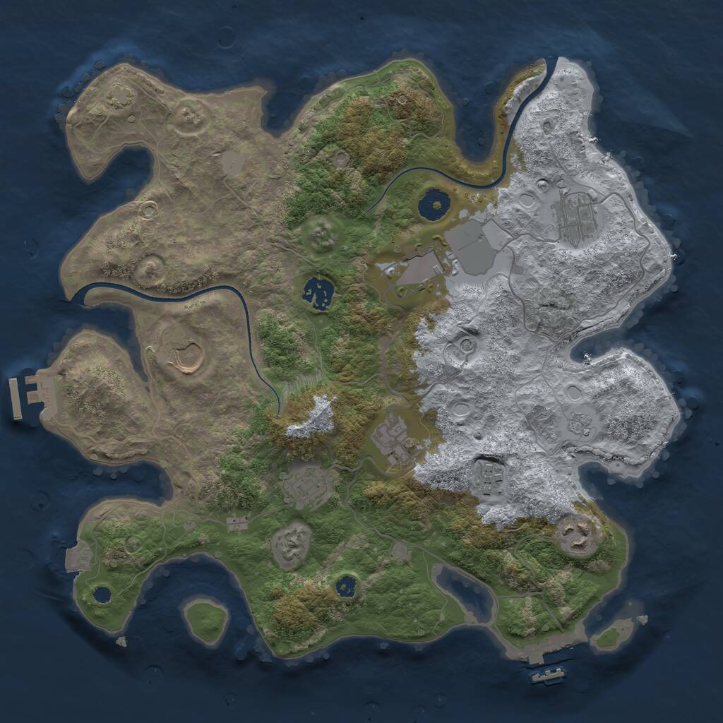 Rust Map: Procedural Map, Size: 3500, Seed: 3804086, 14 Monuments