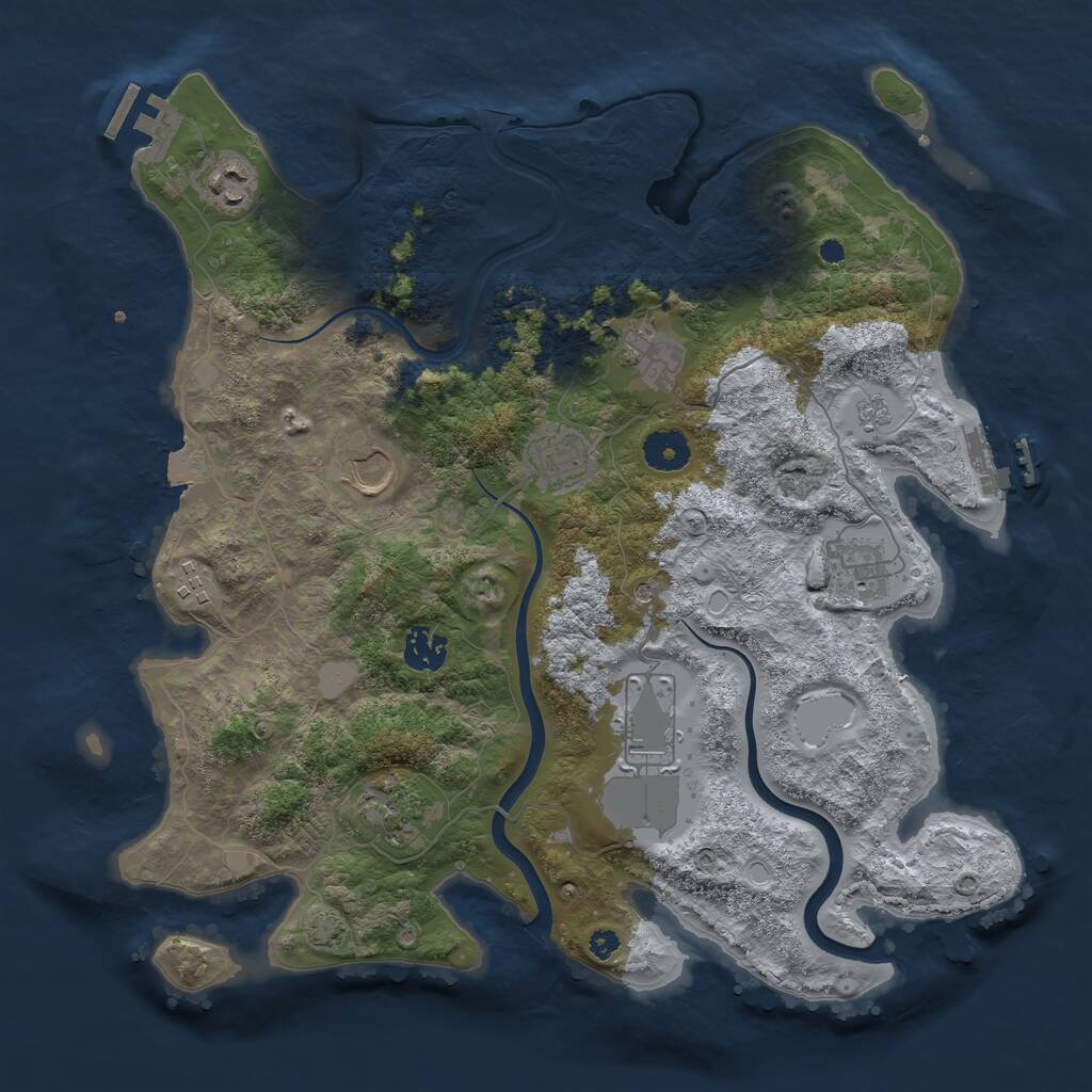 Rust Map: Procedural Map, Size: 3700, Seed: 961225, 15 Monuments